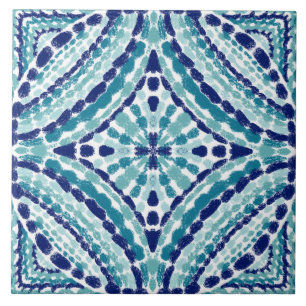Mão de Mosaico Azul-Turquesa Pintada