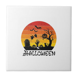Mão de Zumbi de Halloween Lápide Árvore Gato Preto