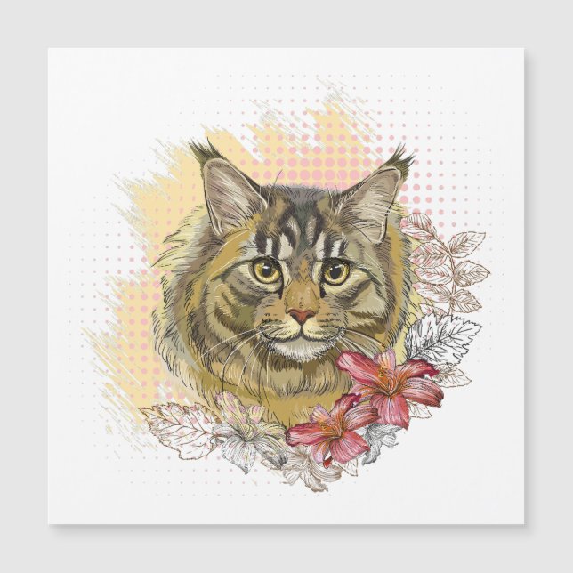 Mão desenhando casulo engraçado de Maine com flore (Frente)