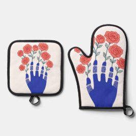 Mão Robótica com Trabalho de arte de Rosa de Bloqu