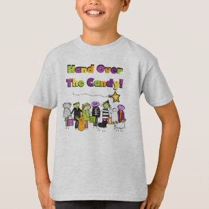 Mão sobre Camisetas e presentes de Dia das Bruxas