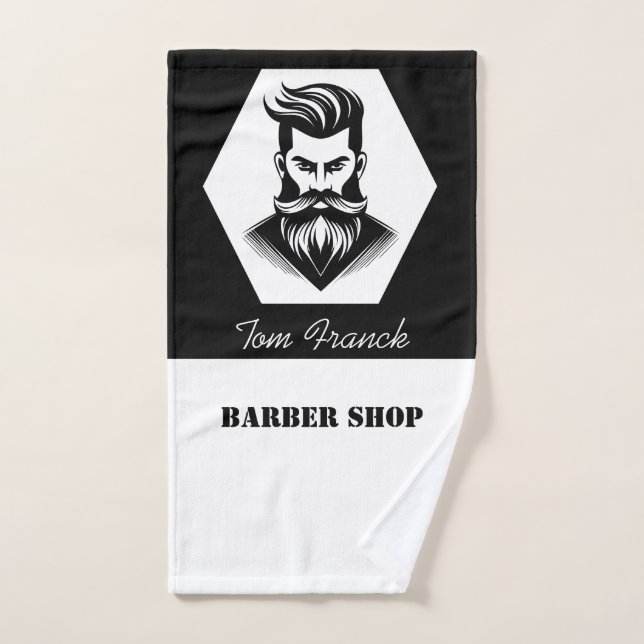 Mão Toalha de barbear preto e branco para Barbearia Pr (Toalha de mão)
