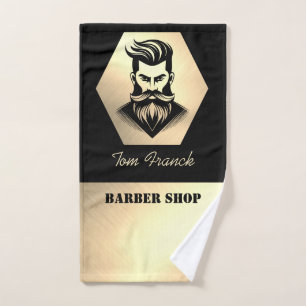 Mão Toalha de barbeiro preta e dourada para Barbearia