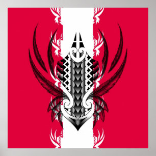 Maori art impressão com tatuagens