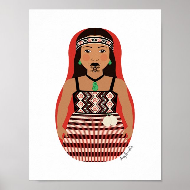 Māori, Nova Zealander Matryoshka Poster (Frente)