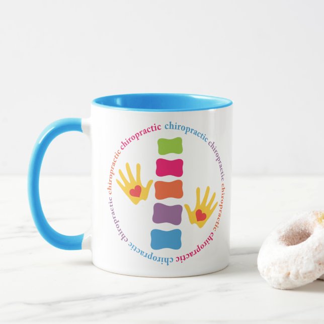 Mãos da quiroterapia e caneca da espinha (Com Donut)