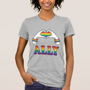 Mãos de Arco-Íris Aliado Coração Camisa Vintage Or
