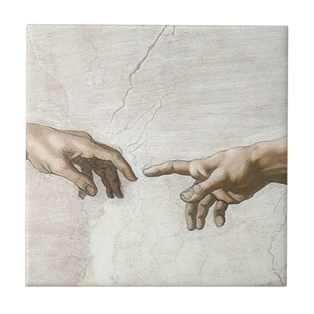 Mãos de Michelangelo Criação de Adão Arte Fina (Frente)