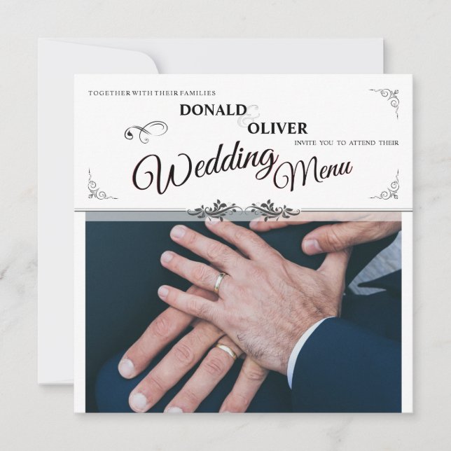 Mãos de um Casal de Casamento Gay com Anéis (Frente)