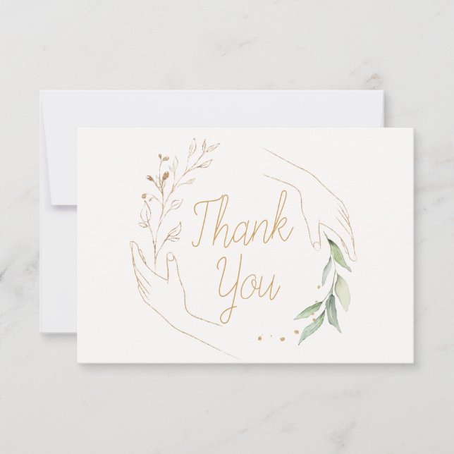 Mãos e folhas Obrigado Cartão de visita (Frente)