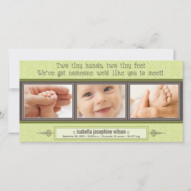 Mãos Pequenas, Anúncio de Nascimento de Pés Pequen (Frente)