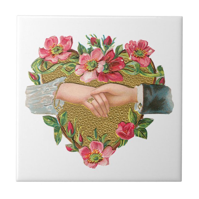 Mãos w Flores, Dia de os namorados Vitoriano Vinta (Frente)