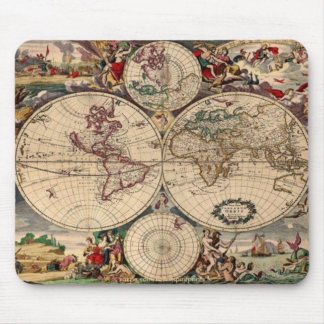 Map Mousepad antigo de Justus Danckerts (Frente)