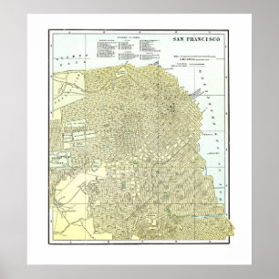 Mapa 1891 de San Francisco - poster