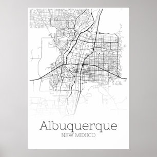 Mapa Albuquerque - Novo México - Poster do Mapa da