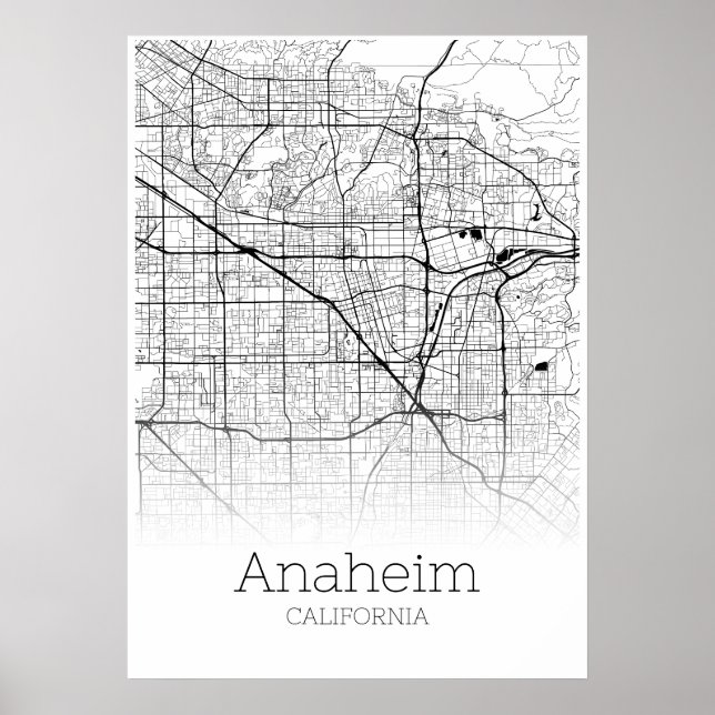 Mapa Anaheim - Califórnia - Poster do Mapa da Cida (Frente)
