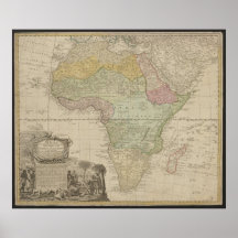 Mapa Antigo da África, Impressão da África, 1737