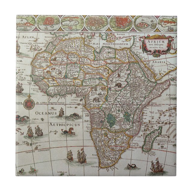 Mapa antigo da África por Blaeu, c.1635 (Frente)