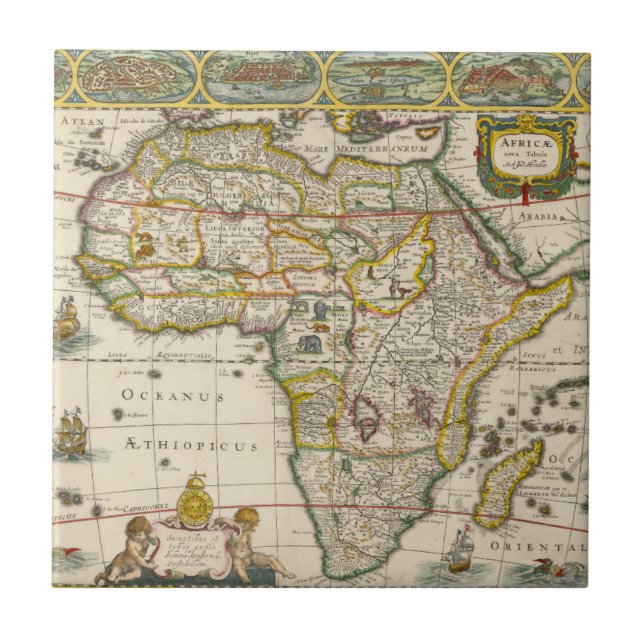 Mapa antigo da África por Hondius e Jansson (Frente)