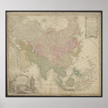 Mapa Antigo da Ásia 1744, Poster da Rússia
