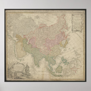 Mapa Antigo da Ásia 1744, Poster da Rússia
