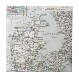 Mapa Antigo da Dinamarca, Danmark em dinamarquês,