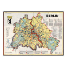 Mapa Antigo de Berlim 1961, Impressão da Era da Gu