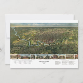 Mapa antigo de Houston, Texas com Rio Buffalo