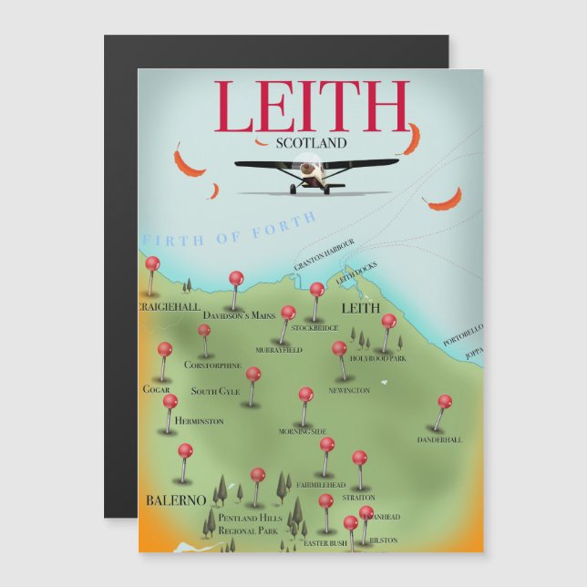 Mapa antigo de Leith Escócia (Frente/Verso)
