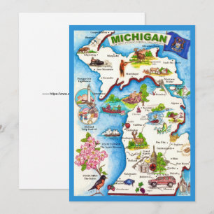 Mapa Antigo de Michigan 5x7 Grande Cartão Postal