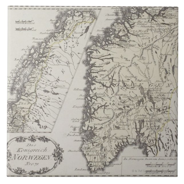 Mapa antigo de Noruega (Frente)