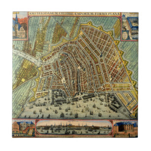 Mapa Antigo de Ruas de Amsterdã, Holanda