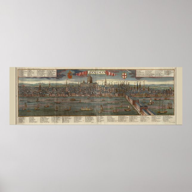 Mapa antigo do Impressão de Londres (Frente)