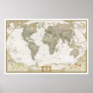 Mapa antigo do mundo em pôster impresso