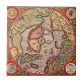 Mapa antigo do Polo Norte por Mercator