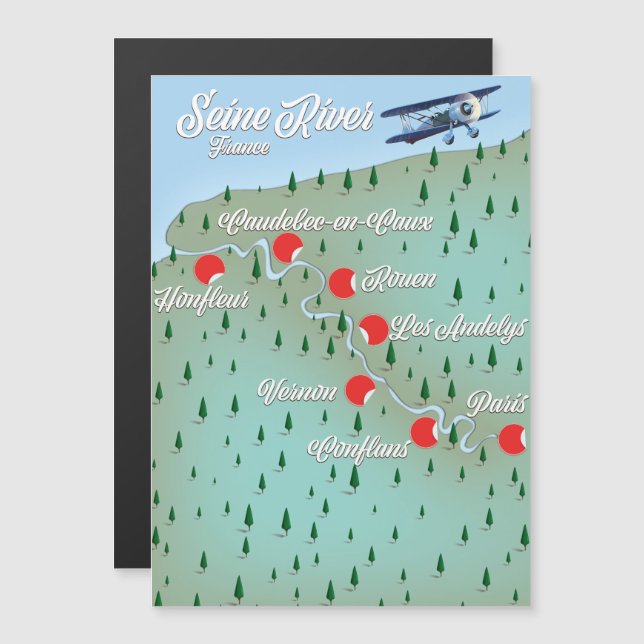 Mapa antigo do rio Sena França (Frente/Verso)