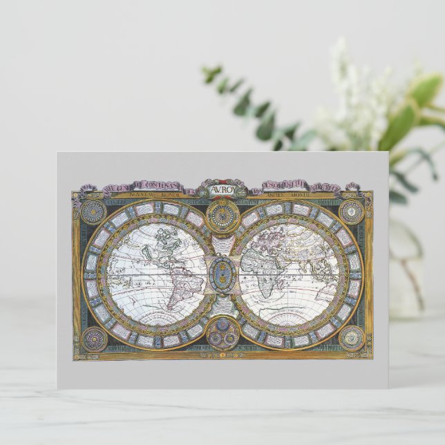 Mapa antigo do velho mundo por Claude Auguste Bere (Em pé/Frente)