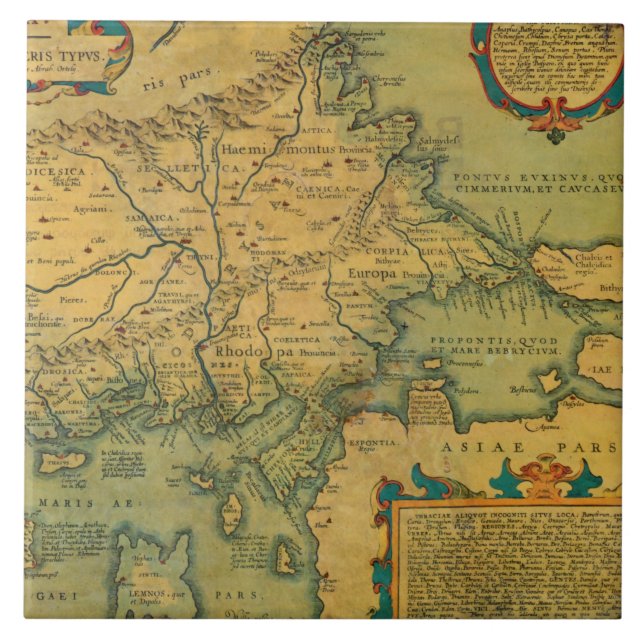 Mapa antigo do vintage da piscina Turquia Europa (Frente)