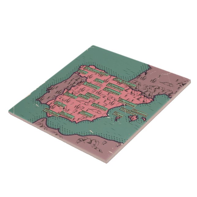 Mapa antigo vintage da Espanha (Lateral)