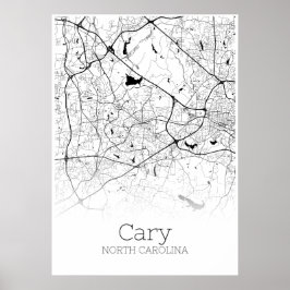 Mapa Cary - Carolina do Norte - Poster do Mapa da