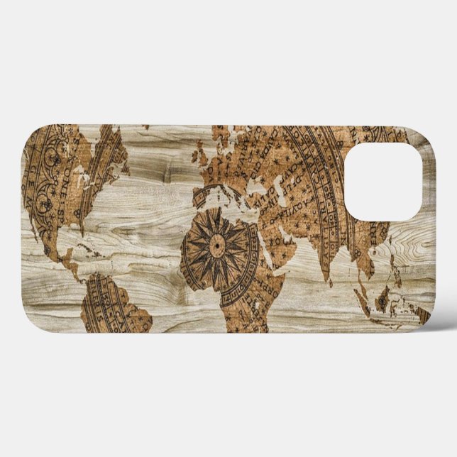 Mapa castanho da impressão mundial (Verso (horizontal))