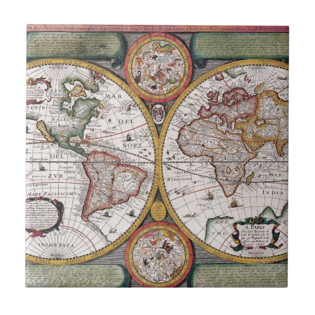 Mapa Celestial Antigo com Diagramas do Zodíaco (Frente)