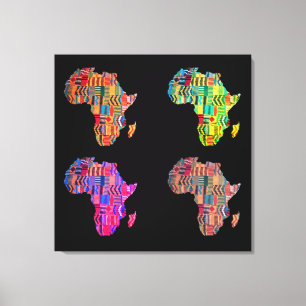Mapa Colorido da África Impressão em Tela Esticada