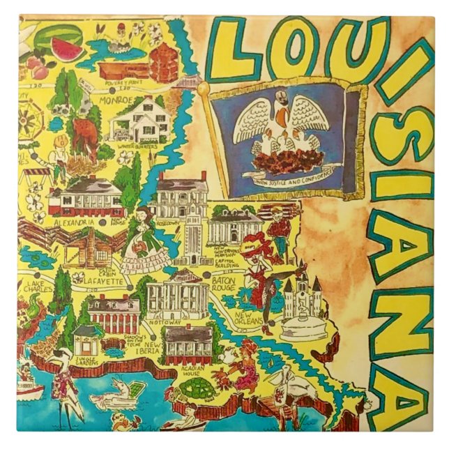 Mapa Colorido da Louisiana (Frente)