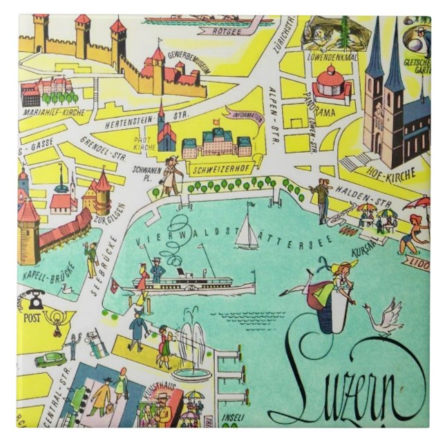 Mapa Colorido de Lucerna Suíça (Frente)