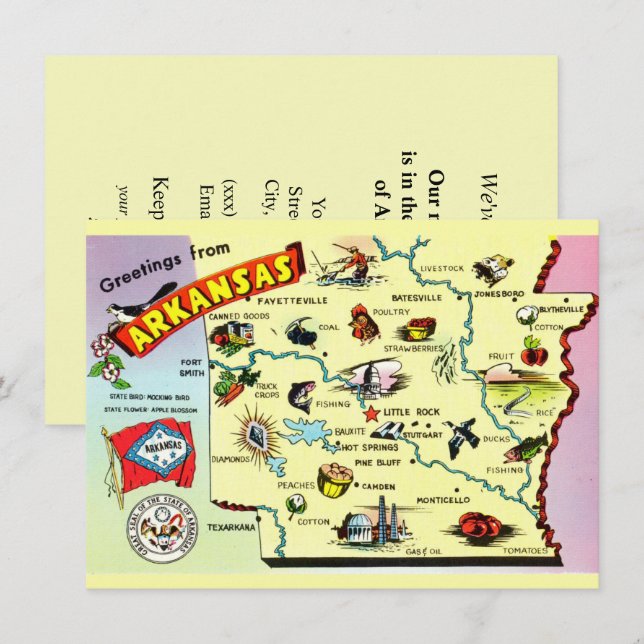 Mapa Colorido do Arkansas Anúncio de Mudança (Frente/Verso)
