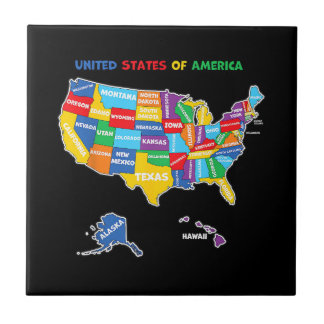 Mapa colorido dos Estados Unidos da América com es
