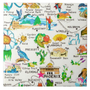 Mapa Colorido Ilustrado do Arizona 