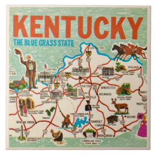Mapa Colorido Vintage de Kentucky
