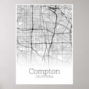 Mapa Compton - Califórnia - Poster do mapa da cid
